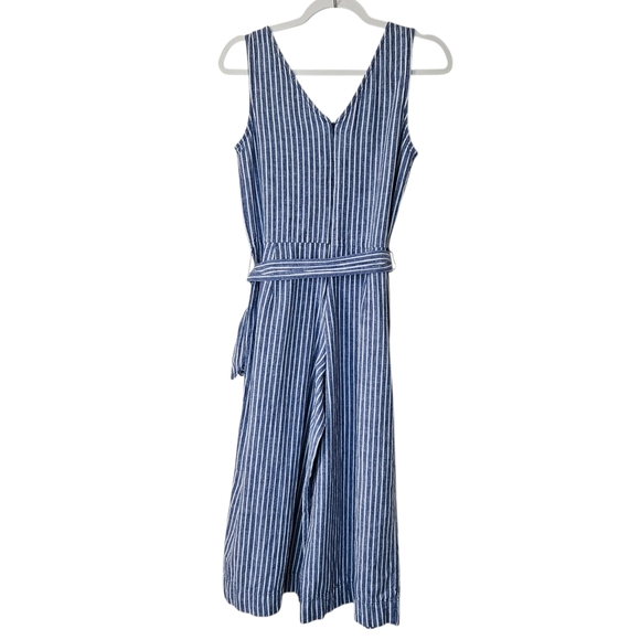 Beachlunchlounge Linen Blend Striped Jumpsuit Womens Small Wide Leg Cropped - Picture 4 of 12